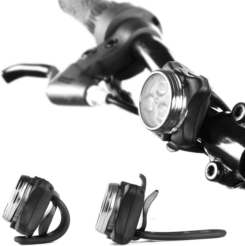 Ascher USB Rechargeable Bike Light Set,Super Bright Front Headlight and Rear LED Bicycle Light,650mah Lithium Battery,4 Light Mode Options(2 USB cables and 4 Strap Included)