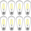 Ascher Vintage LED Edison Bulbs, 6W, Equivalent 60W, Non-Dimmable, High Brightness Warm White 2700K, ST58 Antique LED Filament Bulbs with 80+ CRI, E26 Medium Base, Clear Glass, Pack of 4 Home & Garden > Lighting > Light Ropes & Strings Ascher 5000k Daylight 8 Count (Pack of 1) 