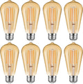 Ascher Vintage LED Edison Bulbs, 6W, Equivalent 60W, Non-Dimmable, High Brightness Warm White 2700K, ST58 Antique LED Filament Bulbs with 80+ CRI, E26 Medium Base, Clear Glass, Pack of 4 Home & Garden > Lighting > Light Ropes & Strings Ascher 2300k Amber Warm 8 Count (Pack of 1) 