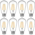 Ascher Vintage LED Edison Bulbs, 6W, Equivalent 60W, Non-Dimmable, High Brightness Warm White 2700K, ST58 Antique LED Filament Bulbs with 80+ CRI, E26 Medium Base, Clear Glass, Pack of 4 Home & Garden > Lighting > Light Ropes & Strings Ascher 2700k Warm White 8 Count (Pack of 1) 