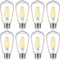 Ascher Vintage LED Edison Bulbs, 6W, Equivalent 60W, Non-Dimmable, High Brightness Warm White 2700K, ST58 Antique LED Filament Bulbs with 80+ CRI, E26 Medium Base, Clear Glass, Pack of 4 Home & Garden > Lighting > Light Ropes & Strings Ascher 4000k Daylight White 8 Count (Pack of 1) 