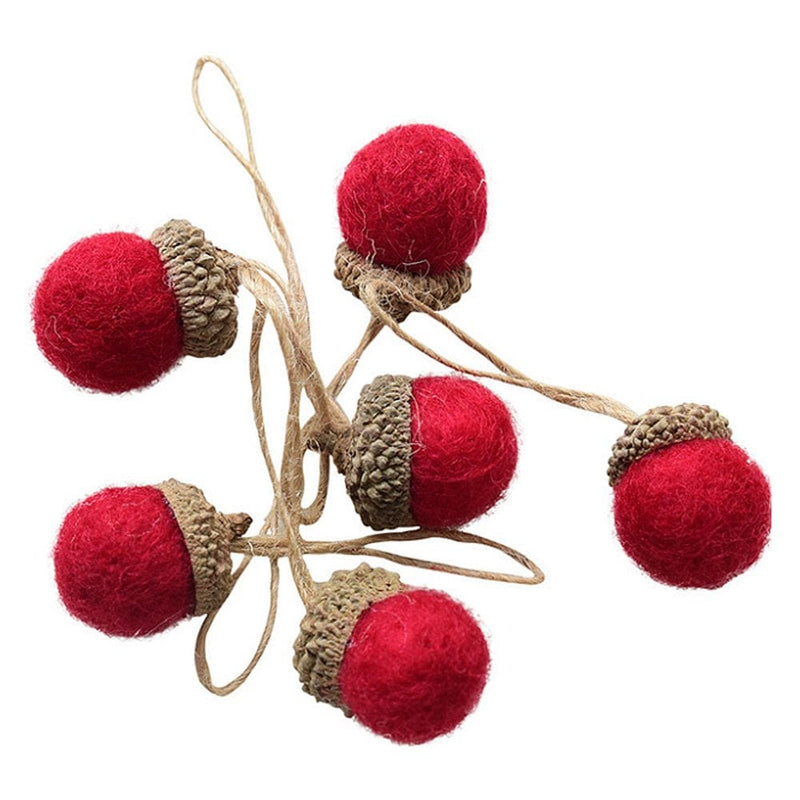 Asdomo Wool Felt Pine Tower Small Ball Pine Cone Acorn String Diy Material Pendant Christmas Ornament  Asdomo Red  