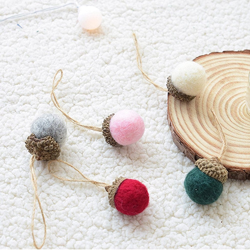 Asdomo Wool Felt Pine Tower Small Ball Pine Cone Acorn String Diy Material Pendant Christmas Ornament  Asdomo   
