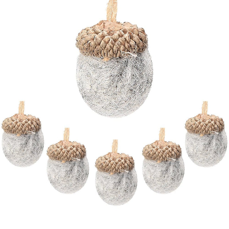 Asdomo Wool Felt Pine Tower Small Ball Pine Cone Acorn String Diy Material Pendant Christmas Ornament  Asdomo Gray  