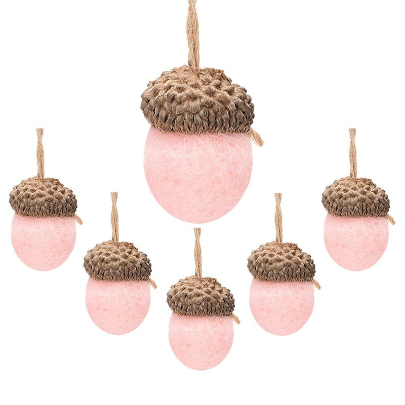 Asdomo Wool Felt Pine Tower Small Ball Pine Cone Acorn String Diy Material Pendant Christmas Ornament  Asdomo Pink  