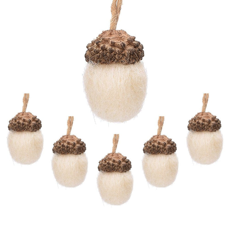 Asdomo Wool Felt Pine Tower Small Ball Pine Cone Acorn String Diy Material Pendant Christmas Ornament  Asdomo Beige  