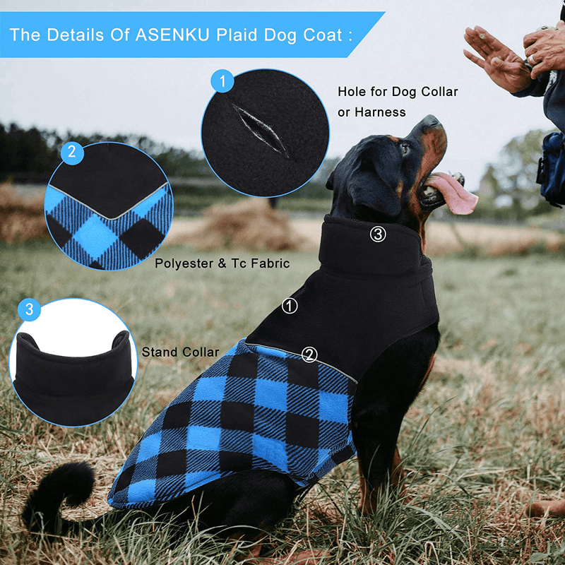 ASENKU Dog Winter Coat, Reversible Plaid Pet Jacket, Waterproof Windproof Reflective Puppy Clothes for Cold Weather, Comfortable Outdoor & Indoor Apparel, Warm Cozy Vest for Small Medium Large Dogs Animals & Pet Supplies > Pet Supplies > Dog Supplies > Dog Apparel ASENKU   