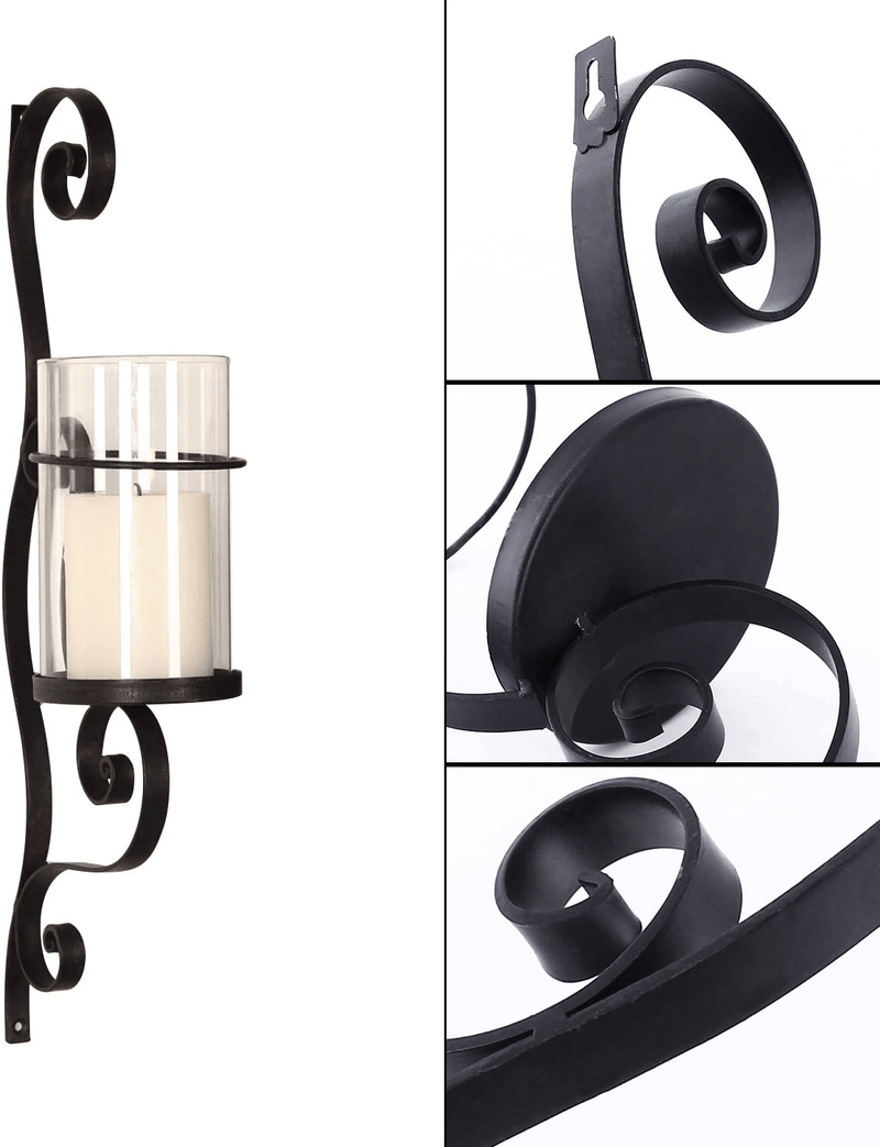 Asense Iron and Glass Vertical Wall Hanging Candle Holder Sconce Wall Décor (Graceful Twirl(2pcs)) Home & Garden > Decor > Home Fragrance Accessories > Candle Holders Asense   