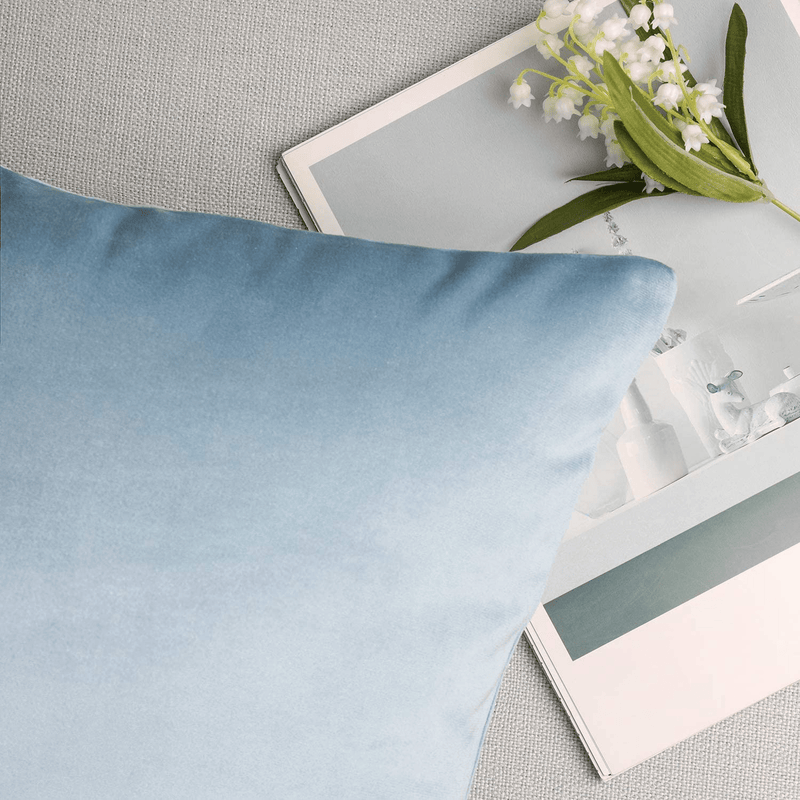 Ashler Pack of 2 Soft Velvet Decorative Throw Pillow Cushion Cover Sets Light Blue 18 X 18 Inches 45 X 45 Cm Home & Garden > Decor > Chair & Sofa Cushions Ashler Home Deco   