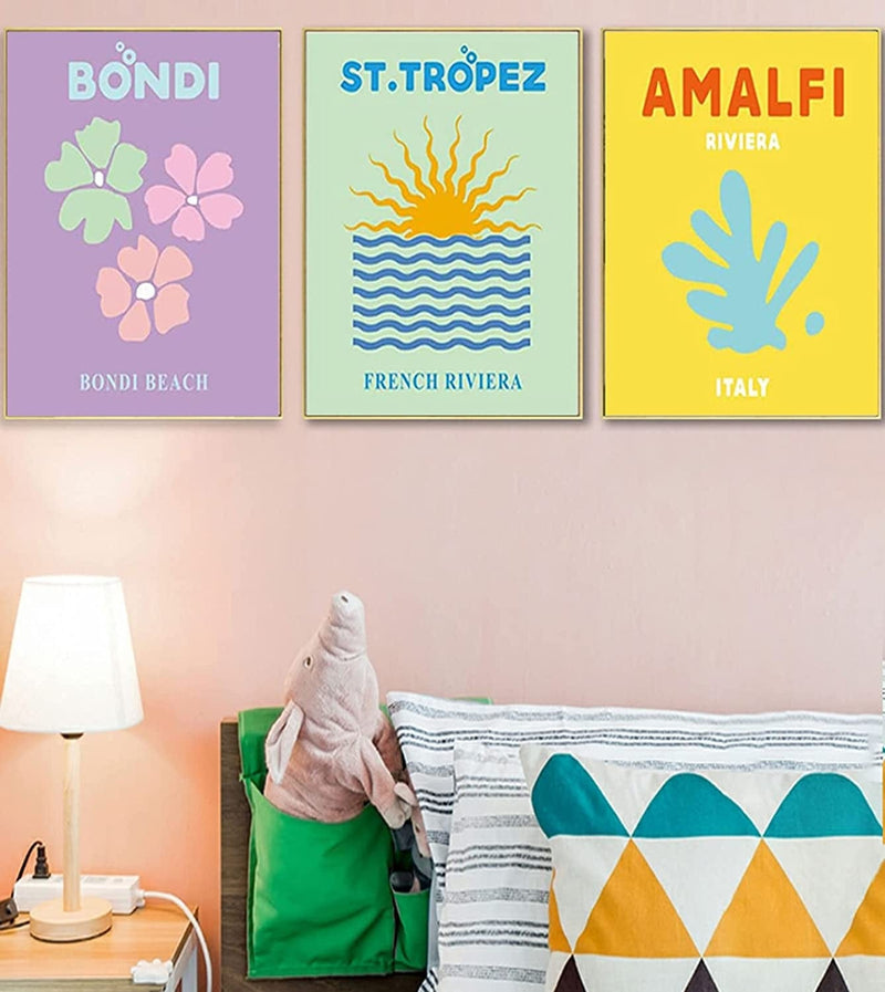ASMANNA 9Pcs Preppy Travel Wall Art Prints Set of 9 Preppy Travel Posters for Room Aesthetic Destination Posters for Bedroom Colorful Wall Prints Trendy Travel Wall Art, Artwork Travel(Unframed, 8X10In) Home & Garden > Decor > Artwork > Posters, Prints, & Visual Artwork ASMANNA   