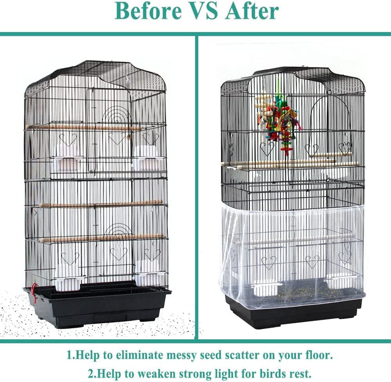 ASOCEA Bird Cage Seed Cather,Universal Adjustable Birdcage Cover Skirt Nylon Mesh Netting Parrot Parakeet Macaw African round Square Cages Cover Animals & Pet Supplies > Pet Supplies > Bird Supplies > Bird Cages & Stands ASOCEA   