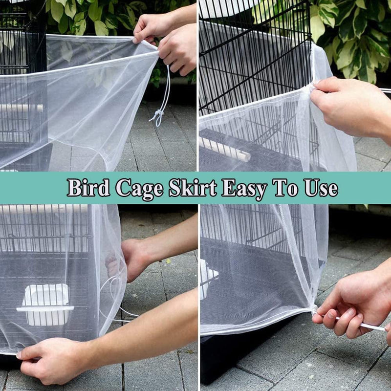 ASOCEA Bird Cage Seed Cather,Universal Adjustable Birdcage Cover Skirt Nylon Mesh Netting Parrot Parakeet Macaw African round Square Cages Cover Animals & Pet Supplies > Pet Supplies > Bird Supplies > Bird Cages & Stands ASOCEA   