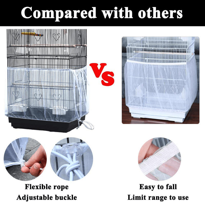 ASOCEA Universal Birdcage Cover Seed Catcher Nylon Mesh Parrot Cage Skirt- White (Not Include Birdcage) Animals & Pet Supplies > Pet Supplies > Bird Supplies > Bird Cages & Stands ASOCEA   