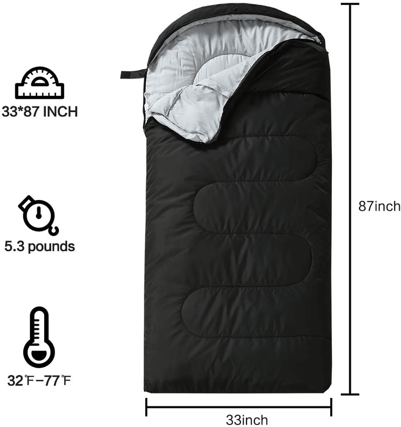 ASOUT Wide Sleeping Bag for Adults Camping, Hiking, Backpacking, Extra-Wide, Portable, Comfort, Great for 4 Season Warm & Cold Weather