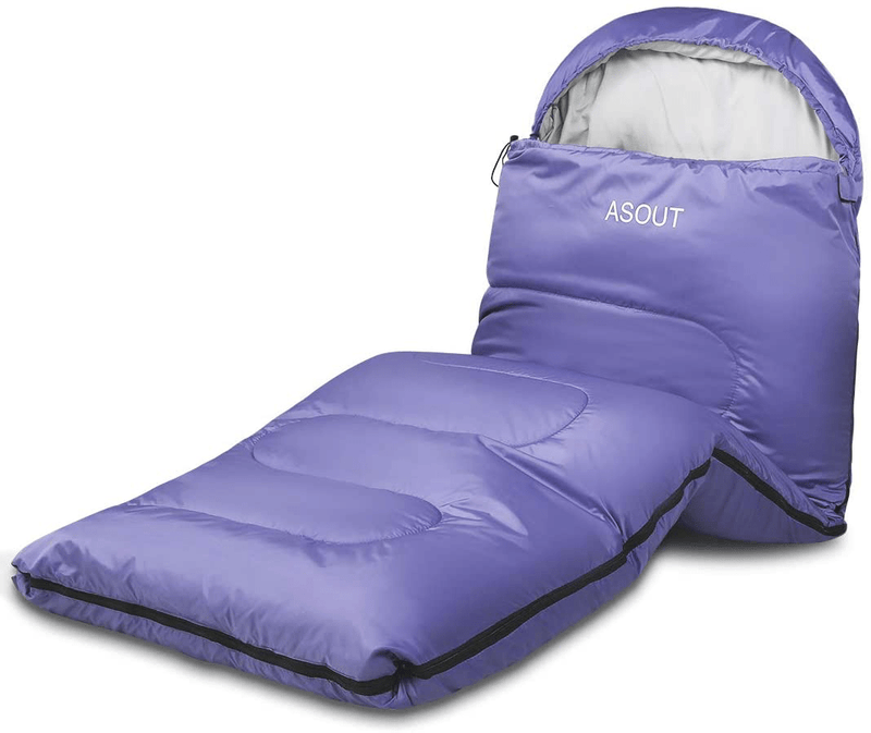 ASOUT Wide Sleeping Bag for Adults Camping, Hiking, Backpacking, Extra-Wide, Portable, Comfort, Great for 4 Season Warm & Cold Weather Sporting Goods > Outdoor Recreation > Camping & Hiking > Sleeping Bags ASOUT Purple/Regular(33"x87")  