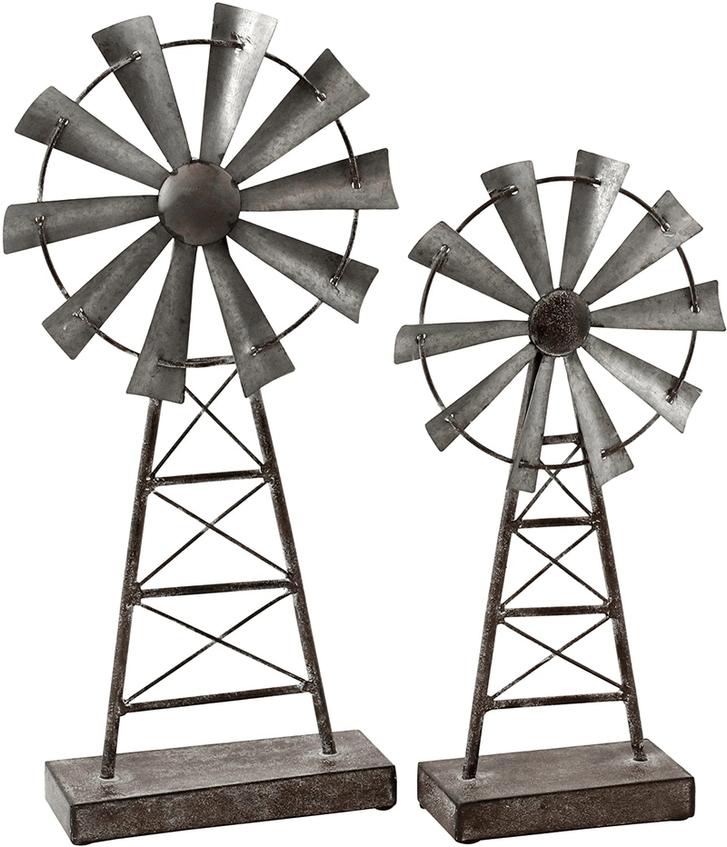Aspire Farmhouse Windmill Table Top Decor (Set of 2), Gray Home & Garden > Decor > Seasonal & Holiday Decorations Aspire   