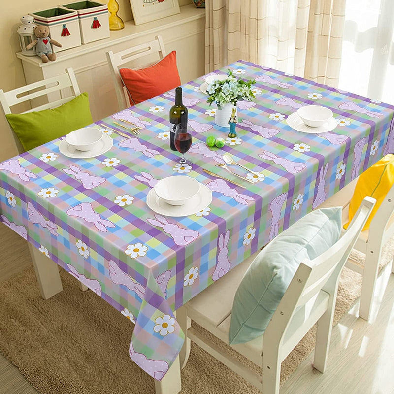 ASPMIZ Easter Bunny Tablecloth, Flowers Rabbit Table Cloth, Buffalo Plaid Checkered Tablecloths, Spring Floral Waterproof Tablecloth Rectangle for Dinner Party Decoration, 60 X 120 Inch Home & Garden > Decor > Seasonal & Holiday Decorations ASPMIZ   