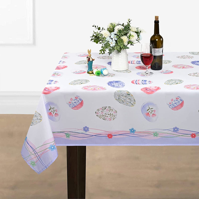 ASPMIZ Easter Bunny Tablecloth, Flowers Rabbit Table Cloth, Buffalo Plaid Checkered Tablecloths, Spring Floral Waterproof Tablecloth Rectangle for Dinner Party Decoration, 60 X 120 Inch Home & Garden > Decor > Seasonal & Holiday Decorations ASPMIZ Easter Eggs and Flower Rectangle 60" × 84" 