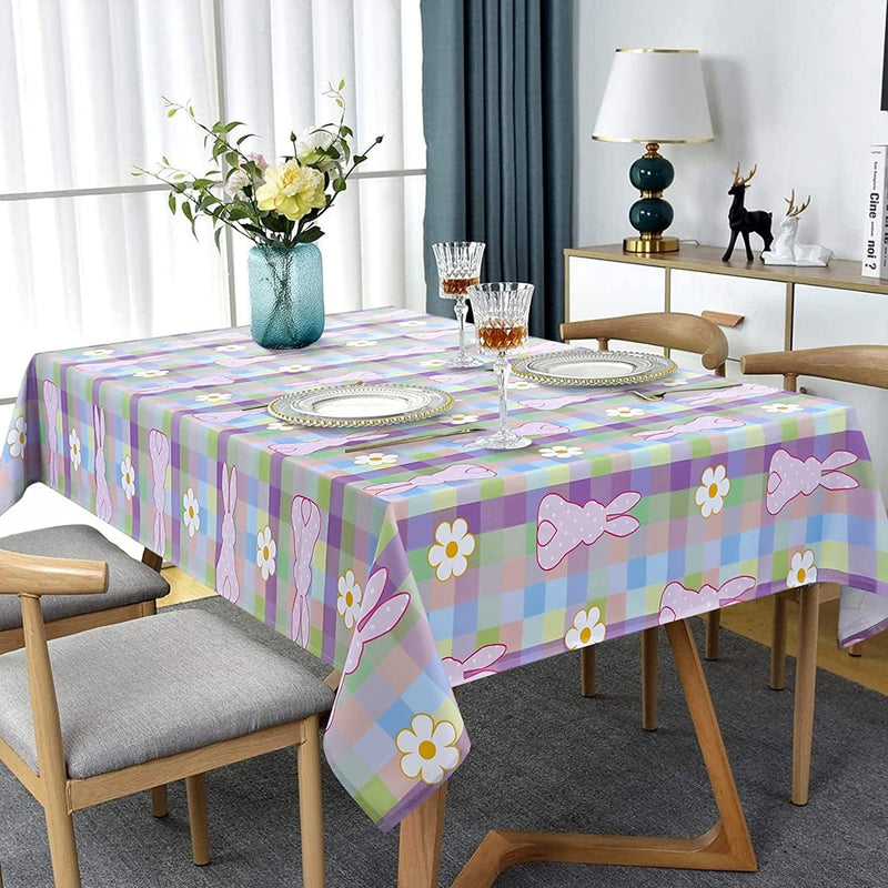 ASPMIZ Easter Bunny Tablecloth, Flowers Rabbit Table Cloth, Buffalo Plaid Checkered Tablecloths, Spring Floral Waterproof Tablecloth Rectangle for Dinner Party Decoration, 60 X 120 Inch Home & Garden > Decor > Seasonal & Holiday Decorations ASPMIZ   