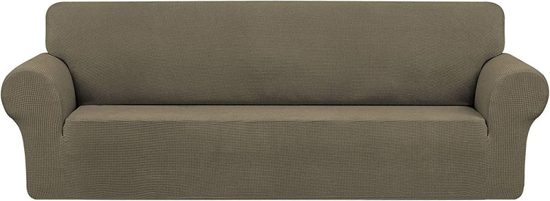 Asshed Stretch Oversized Sofa Cover Slipcover,Washable Furniture Protector Spandex 1Piece Couch Cover Soft with Elastic Bottom for Kids,Pets. Jacquard Fabric Small Checks(Grey, X-Large)