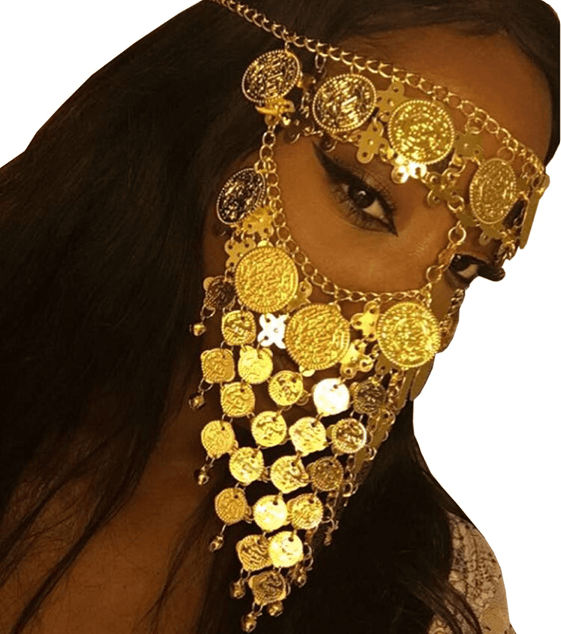 Astage Lady Cosplay Belly Dance Jewelry Coin Veil Halloween Dance Play Accessories