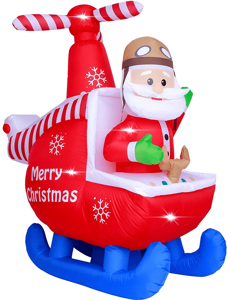 ASTEROUTDOOR 5FT Inflatable Christmas Santa Clause, Holiday Decoration, LED Lights, Blow Up Yard Décor, New for 2021, Red Home & Garden > Decor > Seasonal & Holiday Decorations& Garden > Decor > Seasonal & Holiday Decorations AsterOutdoor 6FT Santa on Helicopter  