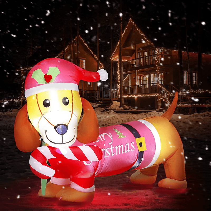 ASTEROUTDOOR 5FT Inflatable Christmas Santa Clause, Holiday Decoration, LED Lights, Blow Up Yard Décor, New for 2021, Red Home & Garden > Decor > Seasonal & Holiday Decorations& Garden > Decor > Seasonal & Holiday Decorations AsterOutdoor Dachshund with Santa hat  