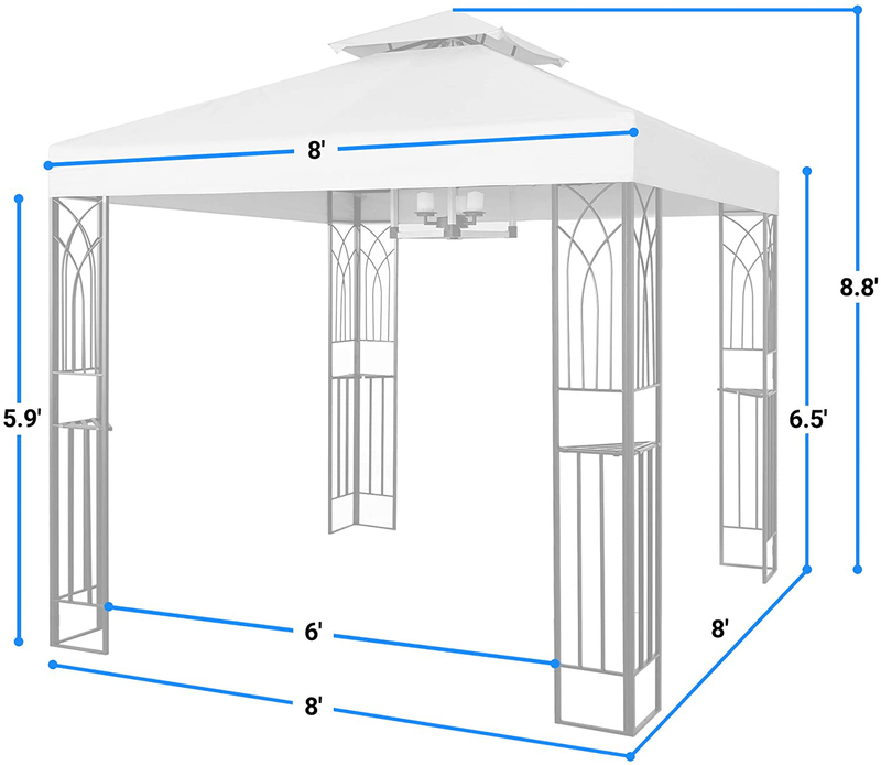 ASTEROUTDOOR 8x8 Outdoor Gazebo for Patios Canopy for Shade and Rain with Corner Shelves Soft Top Metal Frame for Lawn, Backyard and Deck, Beige Home & Garden > Lawn & Garden > Outdoor Living > Outdoor Structures > Canopies & Gazebos AsterOutdoor   