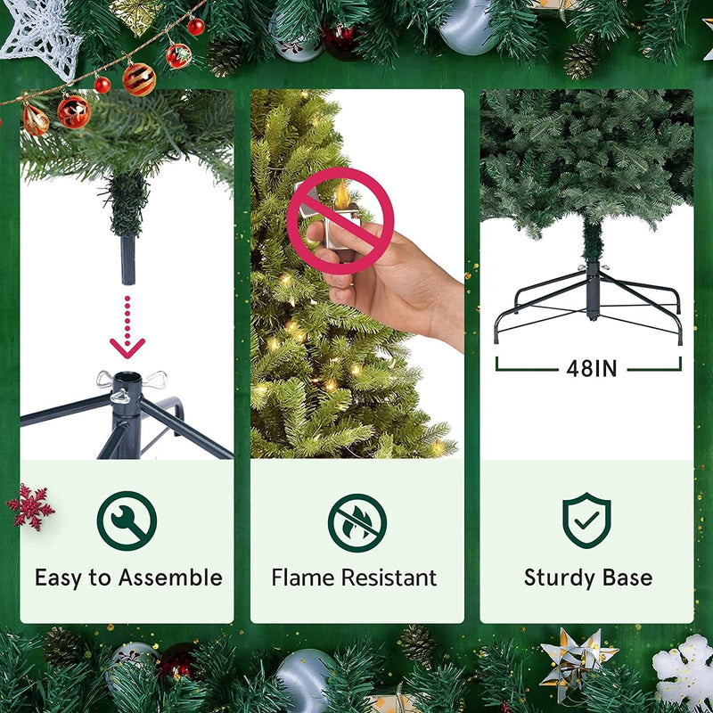 ASTEROUTDOOR Prelit Artificial Christmas Tree with Lights, Full Lifelike Shape Lush Branches Includes Pre-Strung White Lights Carolina Pine Spruce - 7.5 Ft Tall, US Based, Green Sporting Goods > Outdoor Recreation > Winter Sports & Activities YunMengYunXi   