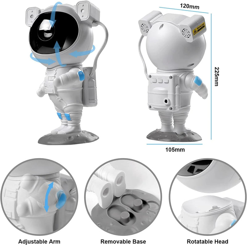 Astronaut Star Projector, Night Light Projector for Kids 7 Galaxy Lighting Ceiling Stars, 360°Adjustable Remote Control Space Projector for Bedroom, Nursery and Childrens Room