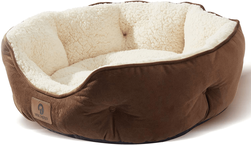 Asvin Dog Bed, Cat Beds for Indoor Cats, Pet Bed for Puppy and Kitty, Extra Soft & Machine Washable with Anti-Slip & Water-Resistant Oxford Bottom Animals & Pet Supplies > Pet Supplies > Cat Supplies > Cat Beds Asvin Brown Small (Pack of 1) 