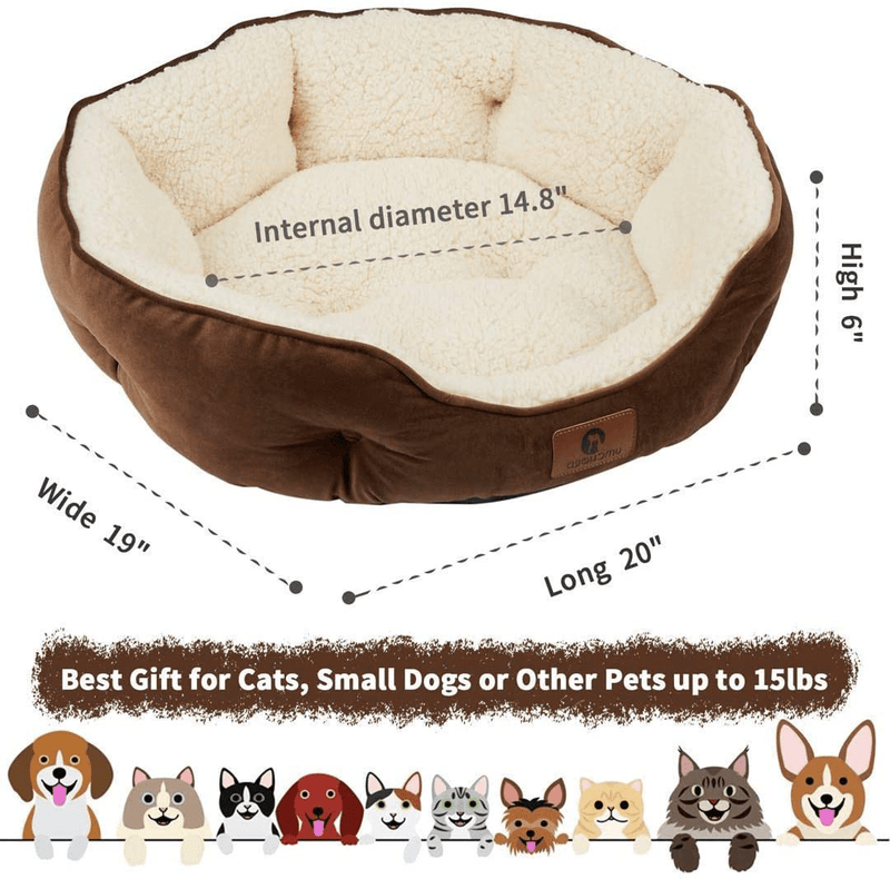 Asvin Dog Bed, Cat Beds for Indoor Cats, Pet Bed for Puppy and Kitty, Extra Soft & Machine Washable with Anti-Slip & Water-Resistant Oxford Bottom Animals & Pet Supplies > Pet Supplies > Cat Supplies > Cat Beds Asvin   