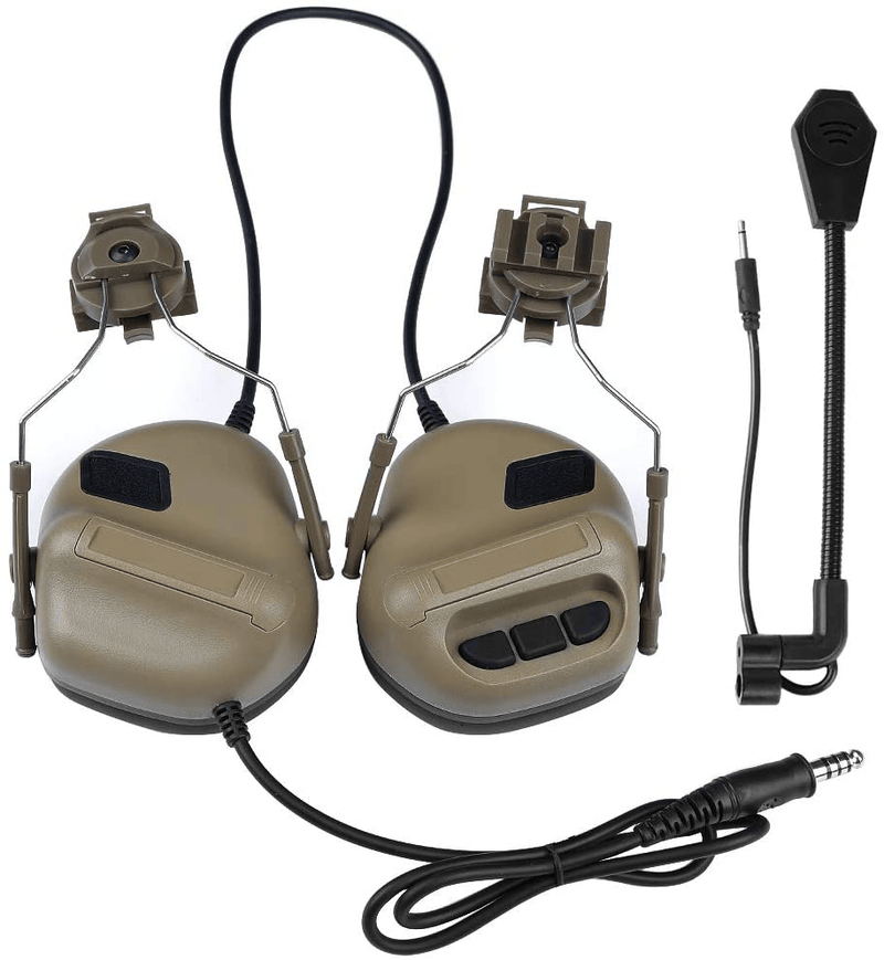 ATAIRSOFT Tactical Headset war Unlimited Power intercom with Microphone Waterproof Headphones, no Noise Reduction Function  ATAIRSOFT TAN  