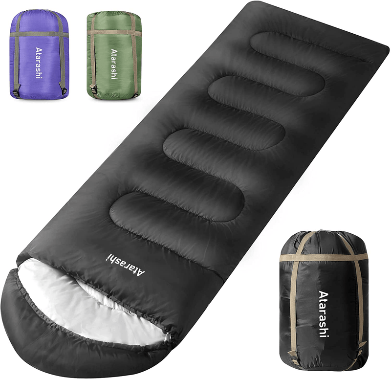 Atarashi Camping Sleeping Bag- 4 Seasons for Adults, Light, Warm, Extra-Large with Compression Sack- Great for Hiking, Backpacking & Outdoor Adventures in Cold Weather Sporting Goods > Outdoor Recreation > Camping & Hiking > Sleeping Bags Atarashi Dark Grey/Regular(33''x87'')  