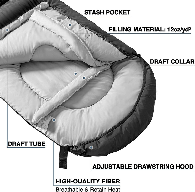 Atarashi Camping Sleeping Bag- 4 Seasons for Adults, Light, Warm, Extra-Large with Compression Sack- Great for Hiking, Backpacking & Outdoor Adventures in Cold Weather Sporting Goods > Outdoor Recreation > Camping & Hiking > Sleeping Bags Atarashi   