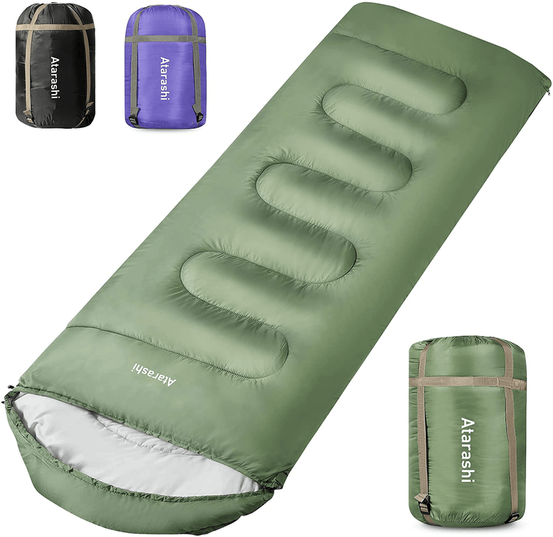 Atarashi Camping Sleeping Bag- 4 Seasons for Adults, Light, Warm, Extra-Large with Compression Sack- Great for Hiking, Backpacking & Outdoor Adventures in Cold Weather Sporting Goods > Outdoor Recreation > Camping & Hiking > Sleeping Bags Atarashi Army green/Wide(40''x87'')  
