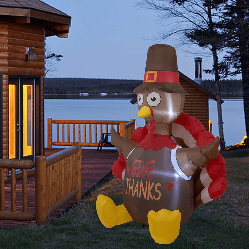 ATDAWN 6 Foot Thanksgiving Inflatable Turkey, Perfect Thanksgiving Autumn LED Lights Decorations, Thanksgiving Lighted Outdoor Indoor Yard Holiday Decorations Home & Garden > Decor > Seasonal & Holiday Decorations& Garden > Decor > Seasonal & Holiday Decorations ATDAWN   