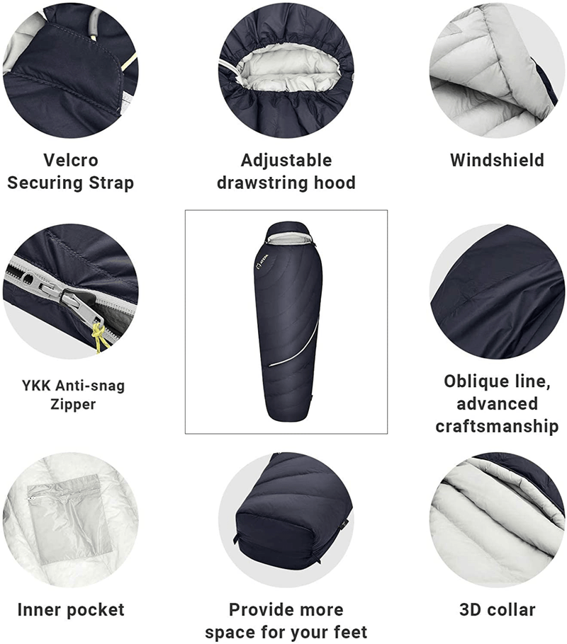 ATEPA Ultralight down Sleeping Bag (XL & Regular Size) for Backpacking, Compact 16 Degree F 650 FP Warm Weather Waterproof Sleeping Bag with Compression Bag & Mesh Storage for Adult, Men, Women, 1.5Lb Sporting Goods > Outdoor Recreation > Camping & Hiking > Sleeping Bags ATEPA   