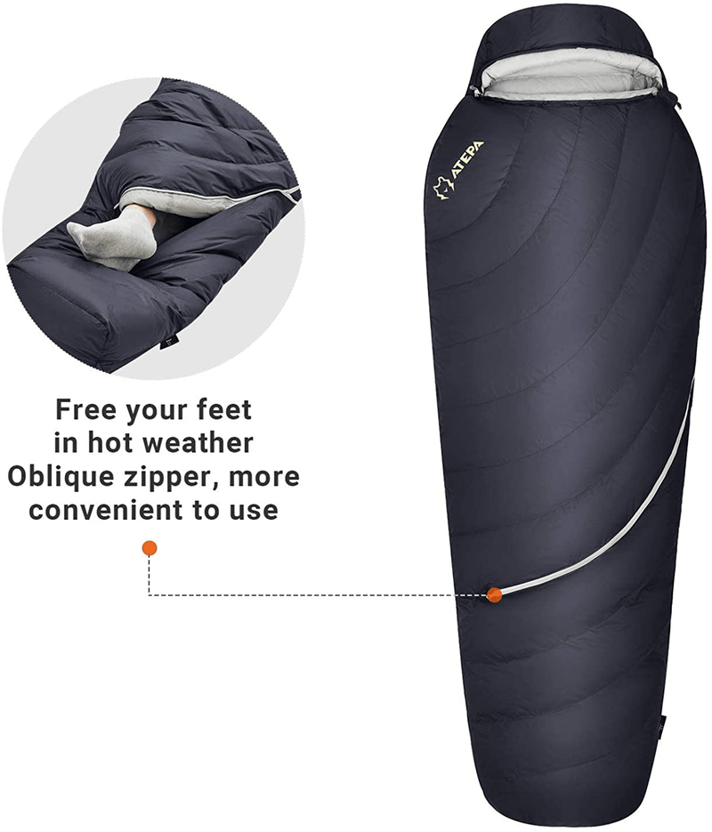 ATEPA Ultralight down Sleeping Bag (XL & Regular Size) for Backpacking, Compact 16 Degree F 650 FP Warm Weather Waterproof Sleeping Bag with Compression Bag & Mesh Storage for Adult, Men, Women, 1.5Lb Sporting Goods > Outdoor Recreation > Camping & Hiking > Sleeping Bags ATEPA   