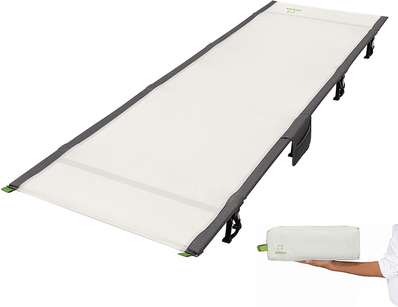 ATEPA Ultralight Folding Camping Cot for Adult Portable Camp Cot Lightweight Sleeping Bed Cot with Side Pocket for Backpacking,Travel, Office Nap,Hiking (4.4 Lbs)Supports up to 265 Lbs Sporting Goods > Outdoor Recreation > Camping & Hiking > Camp Furniture ATEPA   