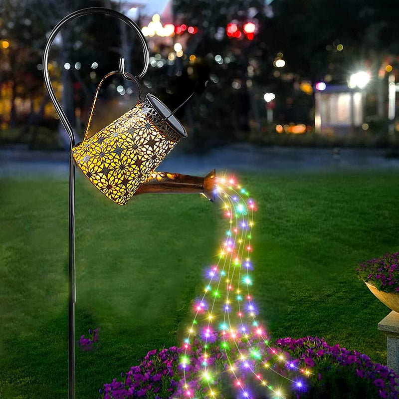 Atildp Upgraded Butterfly Solar Watering Can, Multicolor 60Pcs String Lights for Outdoor Garden, Led Highlight Colourful Light Garden Lamps