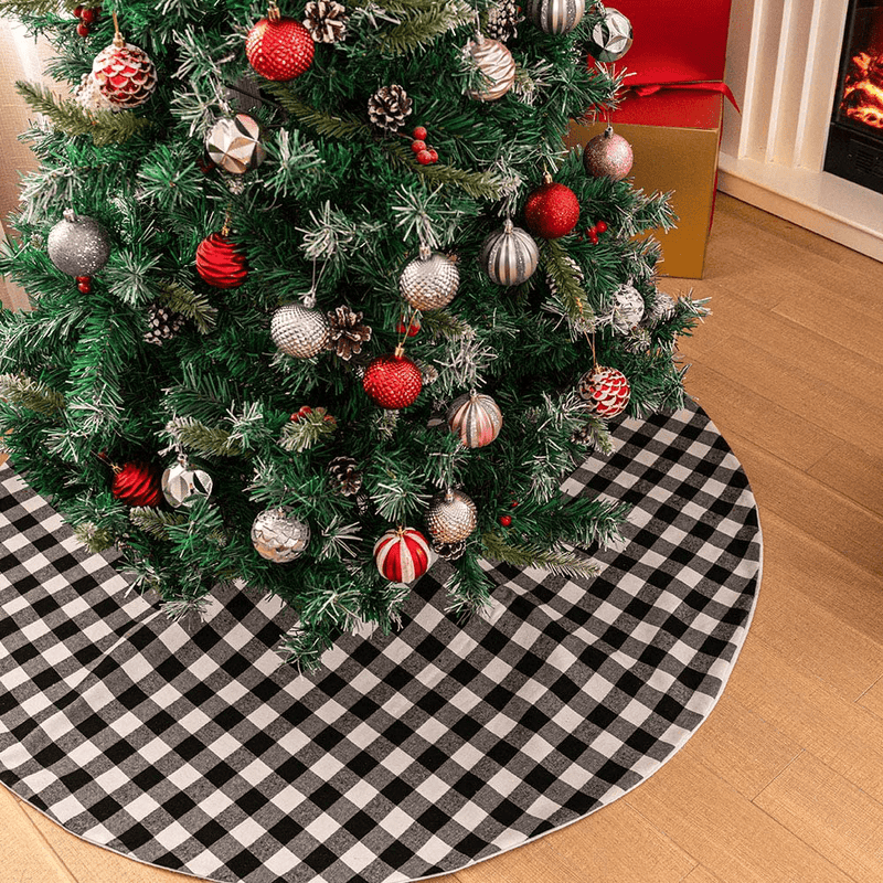 Atiming Buffalo Check Christmas Tree Skirt 48 Inches Red and Black Plaid Xmas Tree Skirt Mat Decor for Christmas Holiday Party New Year Xmas Decoration (Red and Black, 48inch/122cm) Home & Garden > Decor > Seasonal & Holiday Decorations > Christmas Tree Skirts Atiming White and Black 90CM 
