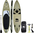 Atoll 11' Foot Inflatable Stand up Paddle Board (6 Inches Thick, 32 Inches Wide) ISUP, Bravo Hand Pump and 3 Piece Paddle, Travel Backpack and Accessories New Leash Included Sporting Goods > Outdoor Recreation > Winter Sports & Activities Atoll Paddle Desert Sand  