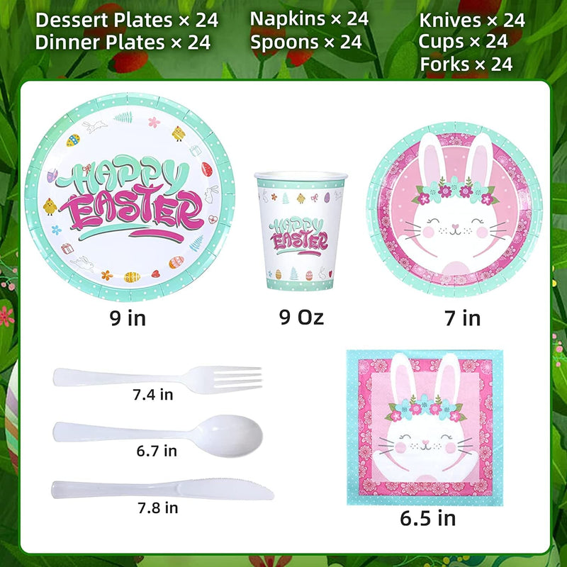Atonofun Easter Party Supplies, Easter Paper Plates and Napkins Set, Disposable Easter Party Plates and Cups, Napkins and Cutlery for Easter Decorations and Easter Themed Parties, Serves 24 Home & Garden > Decor > Seasonal & Holiday Decorations Atonofun   