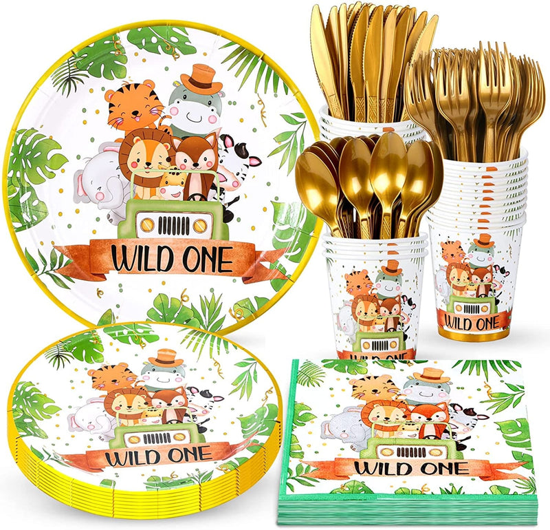 Atonofun Easter Party Supplies, Easter Paper Plates and Napkins Set, Disposable Easter Party Plates and Cups, Napkins and Cutlery for Easter Decorations and Easter Themed Parties, Serves 24 Home & Garden > Decor > Seasonal & Holiday Decorations Atonofun Wild One  
