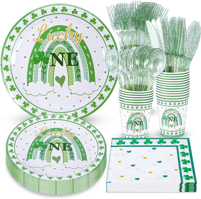 Atonofun Easter Party Supplies, Easter Paper Plates and Napkins Set, Disposable Easter Party Plates and Cups, Napkins and Cutlery for Easter Decorations and Easter Themed Parties, Serves 24 Home & Garden > Decor > Seasonal & Holiday Decorations Atonofun Lucky One  
