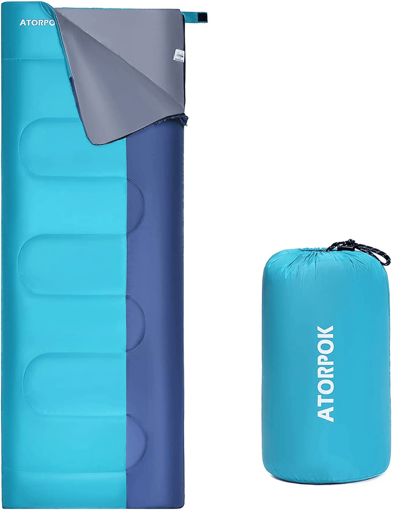 ATORPOK Backpacking Sleeping Bag & Camp Bedding for Youth Boys & Girls, 3 Season Ultralight Camping Sleeping Bag Warm & Cold Weather Lightweight Waterproof for Adults & Kids, Hiking Sporting Goods > Outdoor Recreation > Camping & Hiking > Sleeping Bags ATORPOK Blue with 2.2lbs Filling  