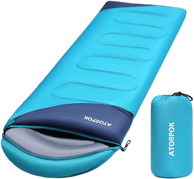 ATORPOK Backpacking Sleeping Bag & Camp Bedding for Youth Boys & Girls, 3 Season Ultralight Camping Sleeping Bag Warm & Cold Weather Lightweight Waterproof for Adults & Kids, Hiking Sporting Goods > Outdoor Recreation > Camping & Hiking > Sleeping Bags ATORPOK Blue with 3.2lbs Filling  