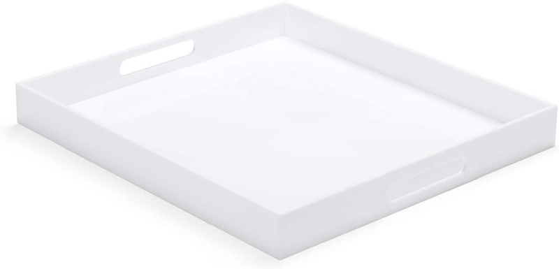 ATOZONE 12x20 Inch Modern White Acrylic Ottoman Tray with Cutout Handles Serving Tray Organizer Tray Decorative Tray. for Living Room, Bedroom,Bathroom and Kitchen Countertop Home & Garden > Decor > Decorative Trays ATOZONE White 20x20 Inch 