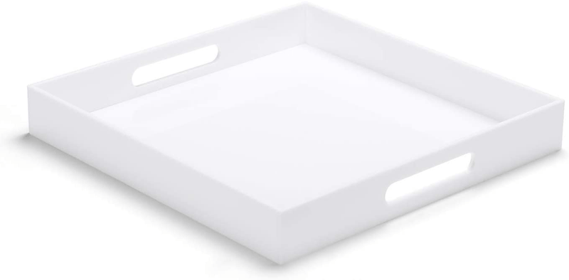 ATOZONE 12x20 Inch Modern White Acrylic Ottoman Tray with Cutout Handles Serving Tray Organizer Tray Decorative Tray. for Living Room, Bedroom,Bathroom and Kitchen Countertop Home & Garden > Decor > Decorative Trays ATOZONE White 14x14 Inch 